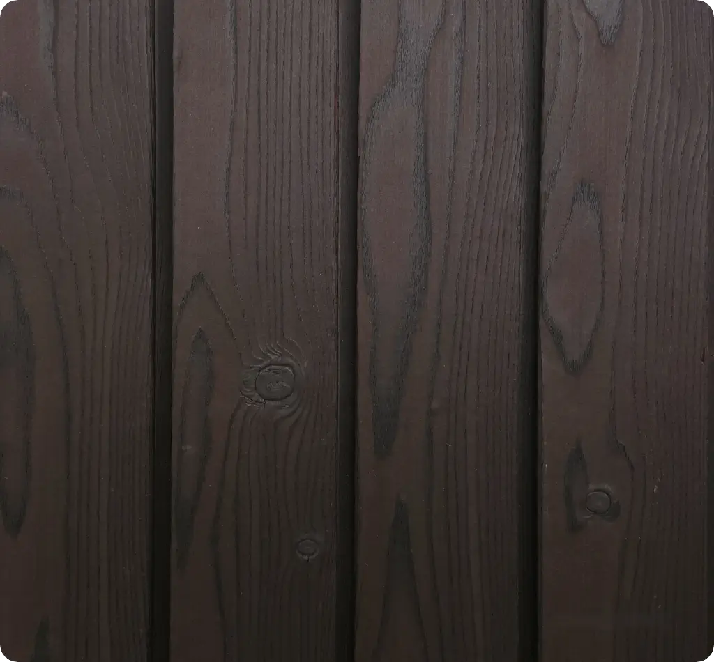 Dark Brown Larch - Rhombus Profile · 145×3600 mm | Charred wood product | Yakiwood Dark Brown Larch, Rhombus Profile · 145×3600 mm