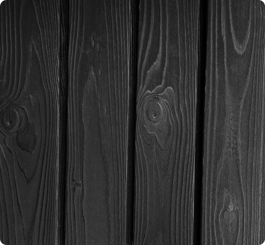 Black Spruce - Half Taper Profile · 145×3600 mm | Charred wood product | Yakiwood Black Spruce, Half Taper Profile · 145×3600 mm
