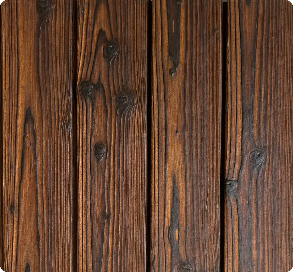 Natural Spruce - Half Taper 45° Profile · 95×3000 mm | Charred wood product | Yakiwood Natural Spruce, Half Taper 45° Profile · 95×3000 mm